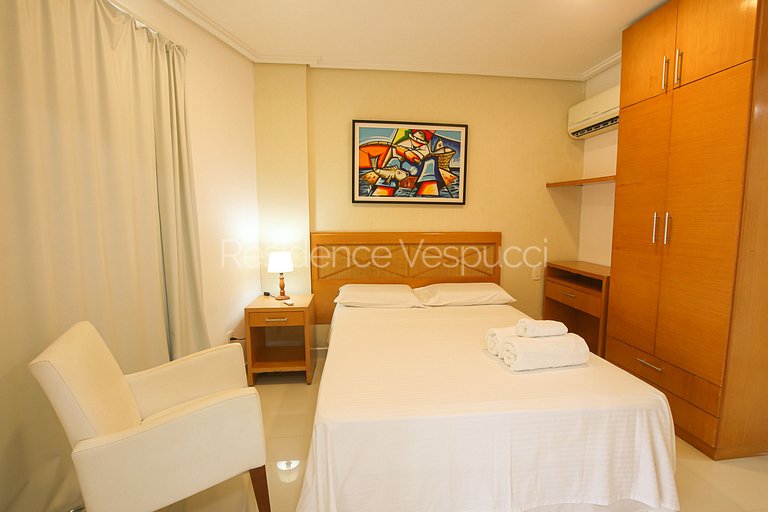 Flat beira mar, com vista,  2 quartos e café da manhã